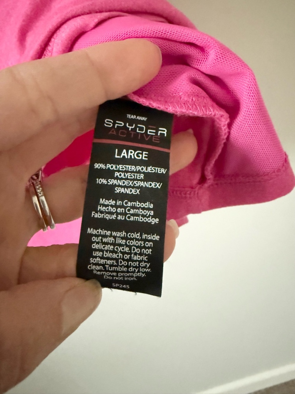 Spyder Active Women’s Hot Pink Short Sleeve Tee Front Pocket Size L - Picture 5 of 5